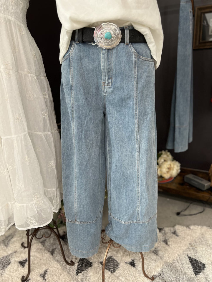 Wide Leg Seamed Ankle Denim - High Call Outfitters