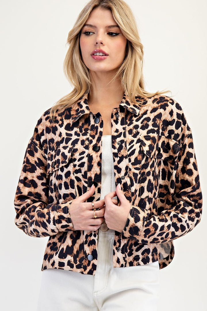 Leopard Print Cropped Jacket