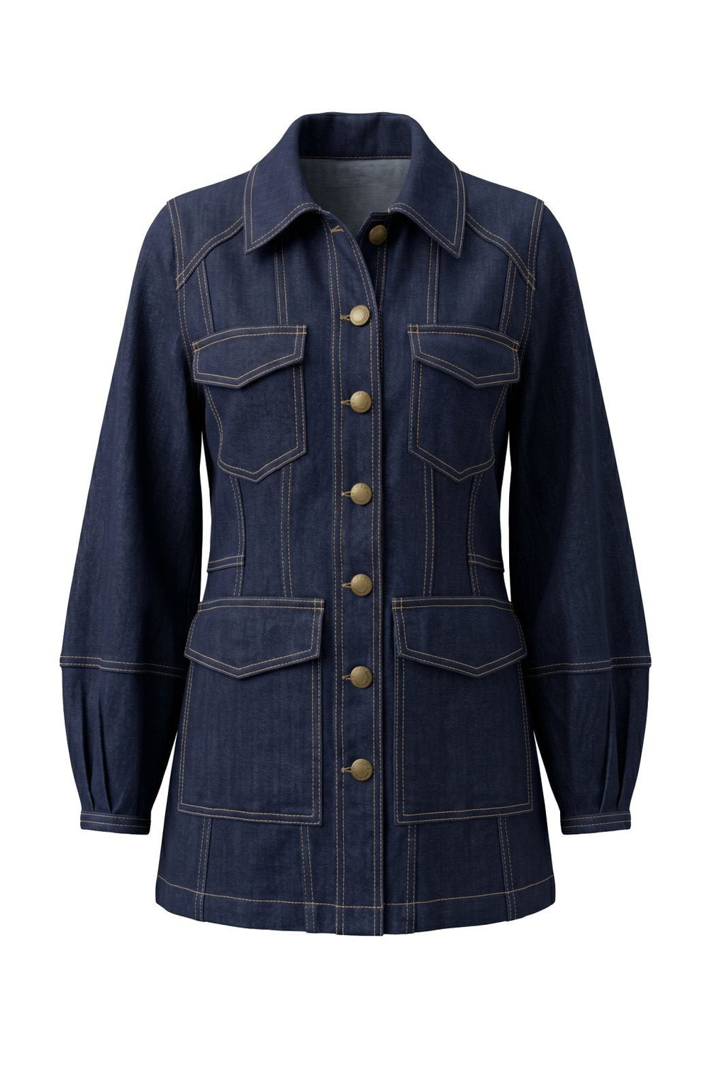 Lantern Sleeve Denim Jacket from Liverpool - High Call Outfitters