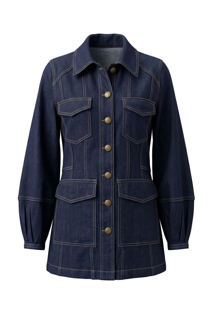 Lantern Sleeve Denim Jacket from Liverpool - High Call Outfitters