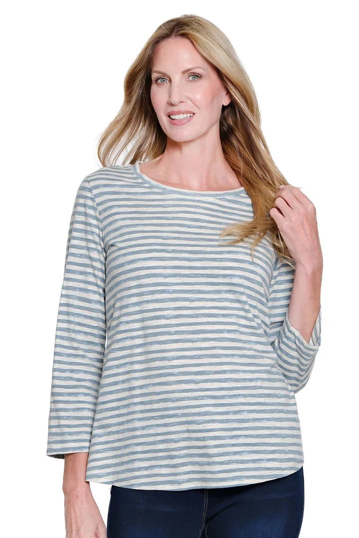 3/4 Sleeve Scoop Neck Stripe Top from Multiples - High Call Outfitters