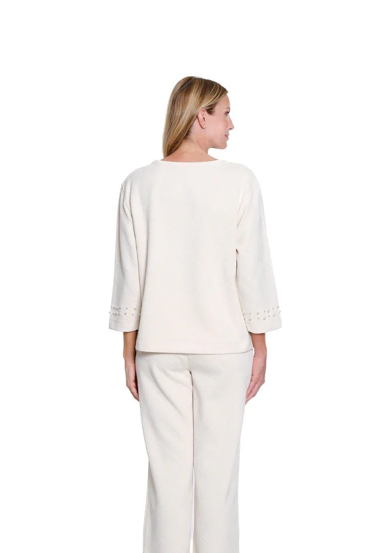 3/4 Sleeve Embellished Top from Multiples - High Call Outfitters