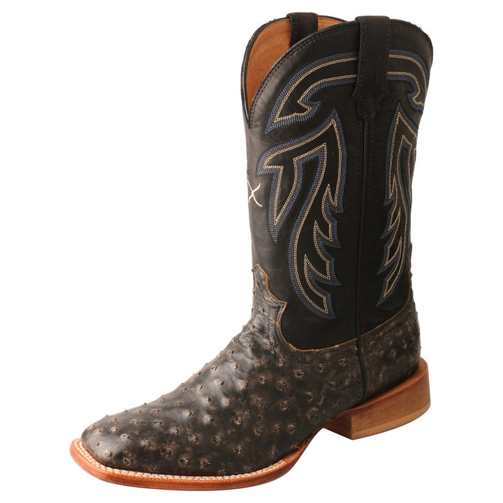 11" Ruff Stock Black Ostrich Boot from Twisted X