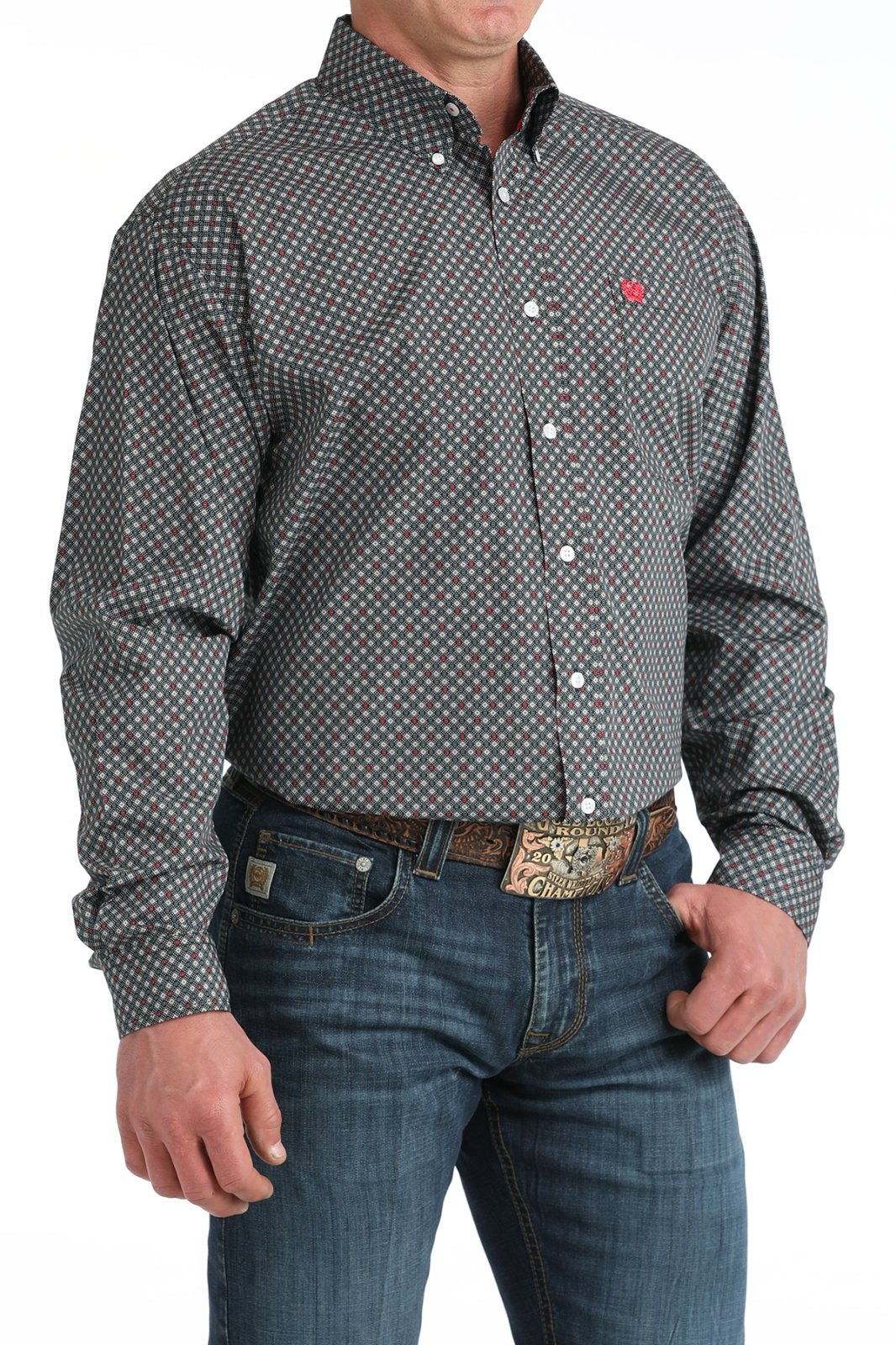 Mens black long sleeve Classic Fit Print Long Sleeve Shirt from Cinch - High Call Outfitters