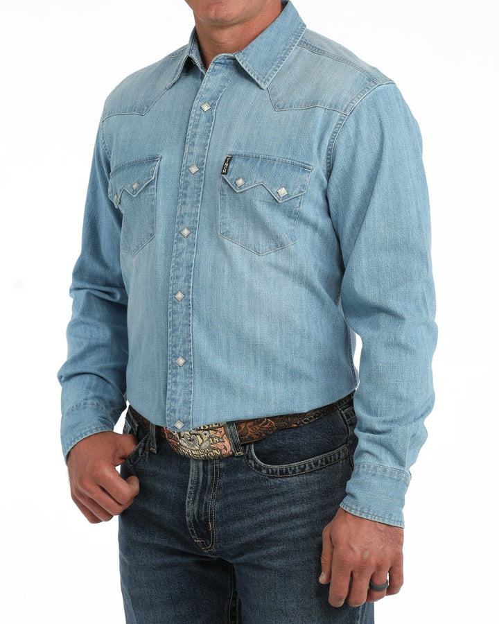 Sawtooth Diamond Pearl Snap Modern Fit Denim Shirt from Cinch - High Call Outfitters