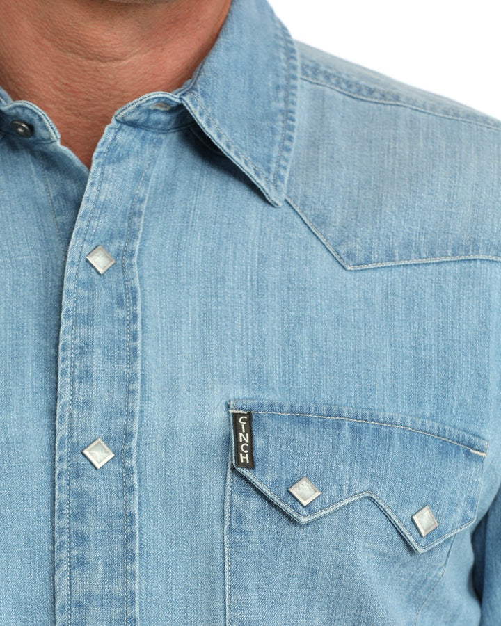 Sawtooth Diamond Pearl Snap Modern Fit Denim Shirt from Cinch - High Call Outfitters