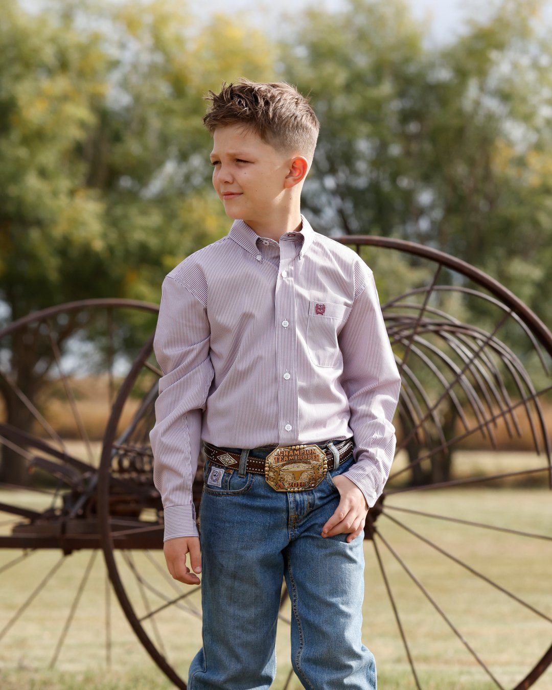 Boys Stripe Long Sleeve Shirt from Cinch - High Call Outfitters