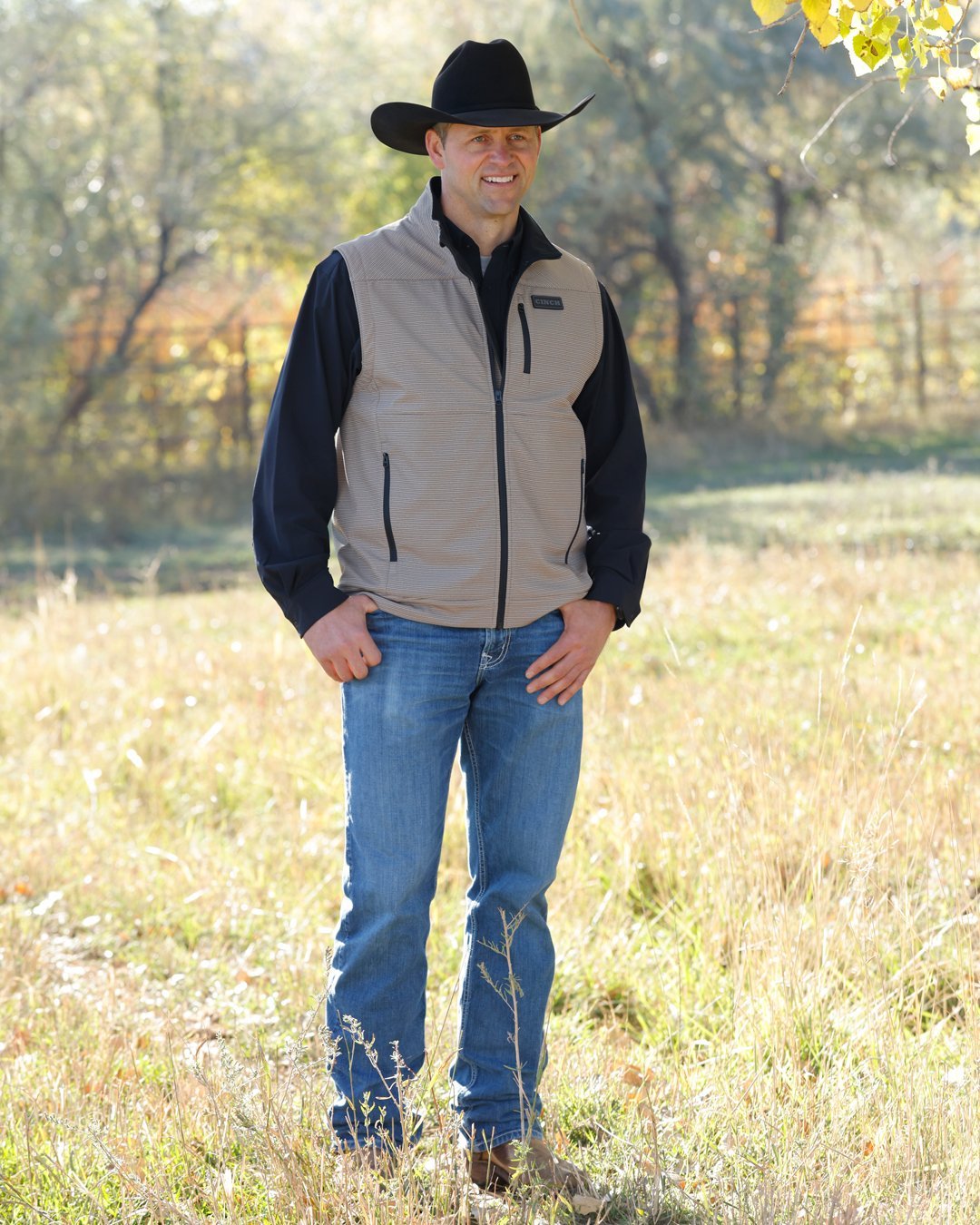 Bonded Stripe Pattern Vest from Cinch
