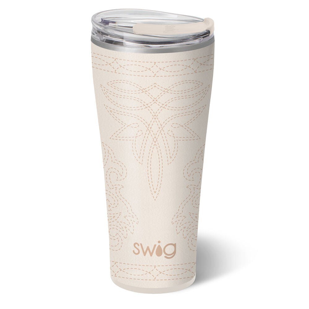 Saddle Stitch Cream Tumbler 32oz from Swig - High Call Outfitters