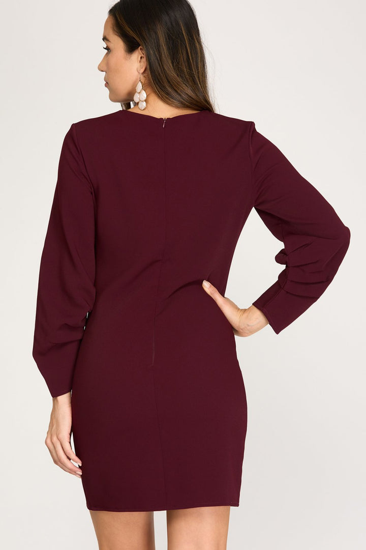 3/4 Ruched Sleeve Dress from She &amp; Sky - High Call Outfitters