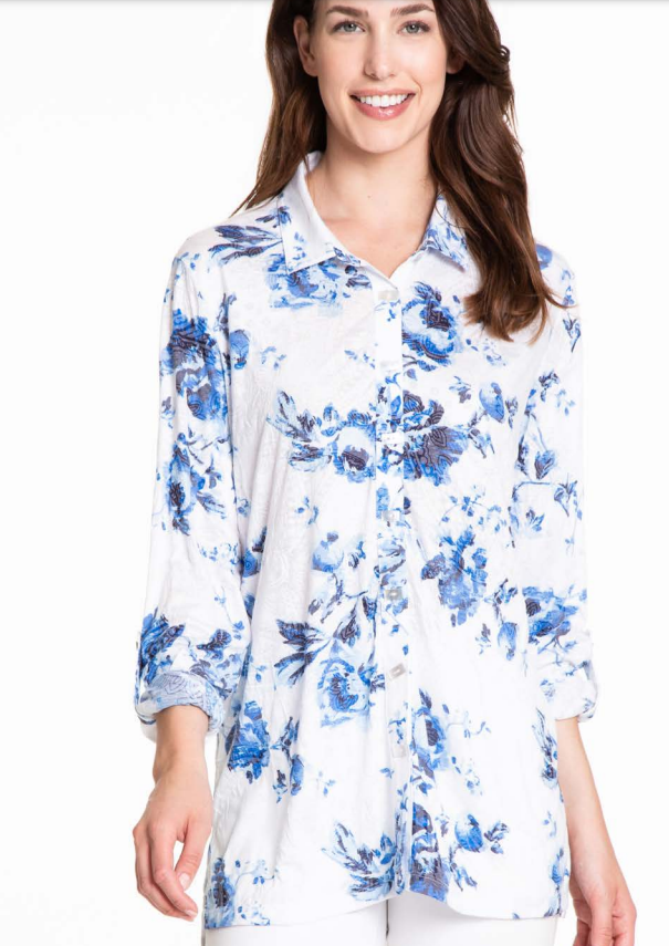 Floral Roll Tab Sleeve Top from Multiples