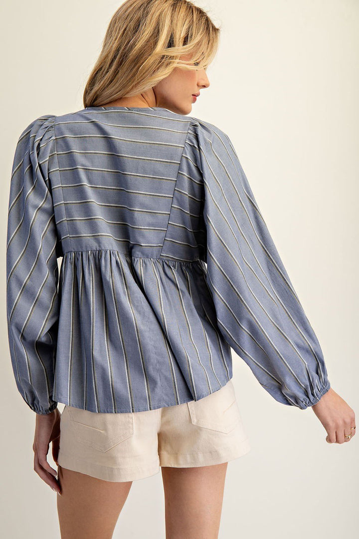 Stripe Paneled Drawstring Top