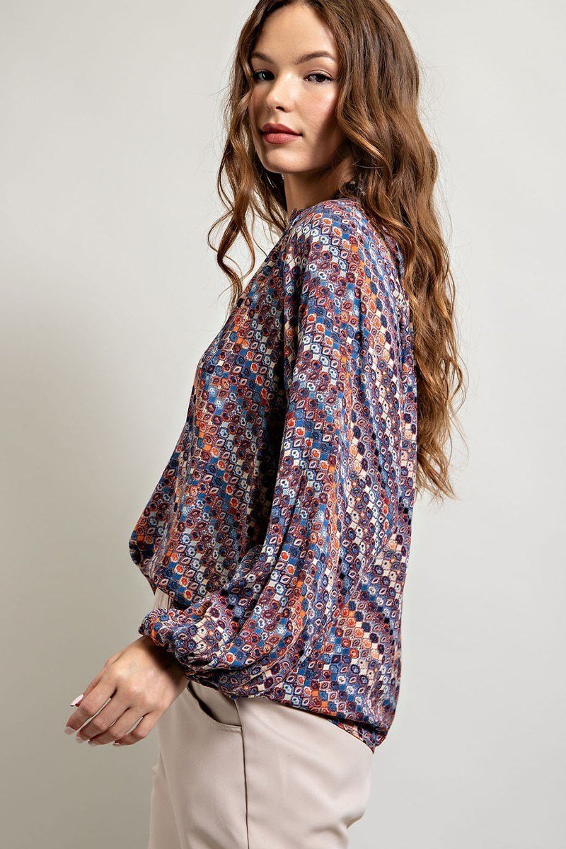 Printed Loose Fit Blouse - High Call Outfitters