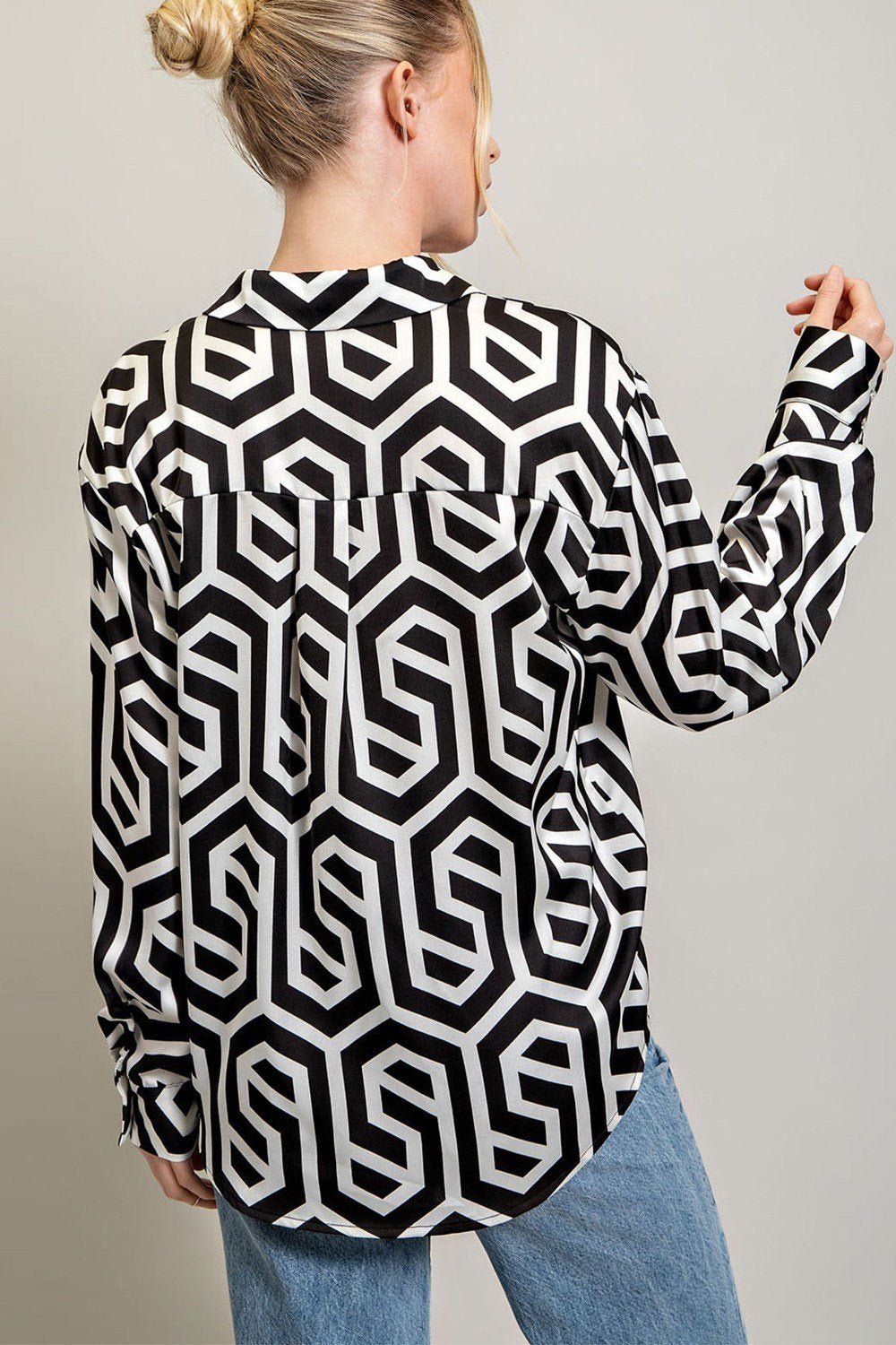 Geometric Print Long Sleeve Top - High Call Outfitters