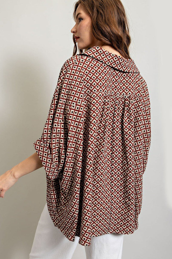 Geometric Print Dolman Shirt