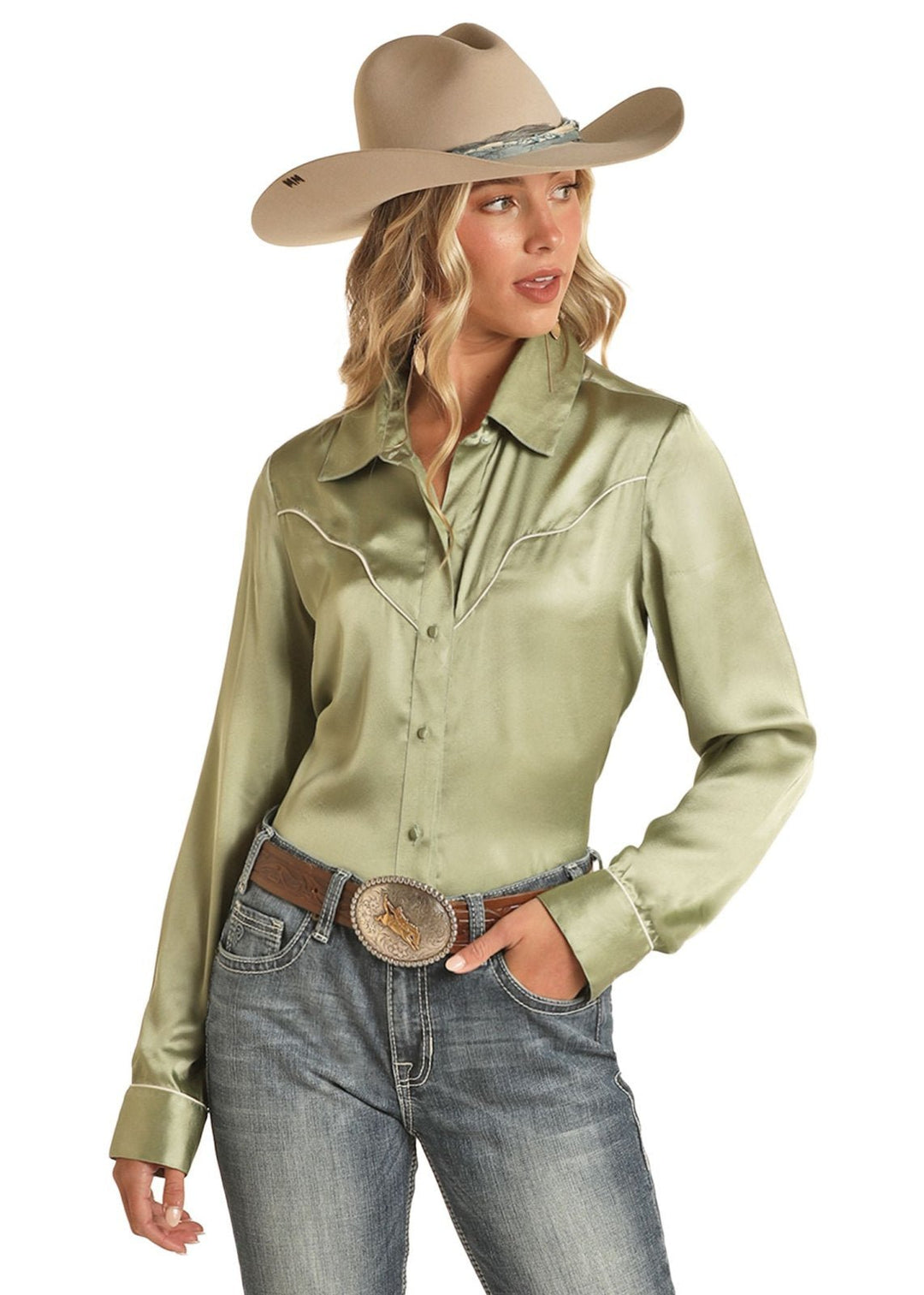 Satin Western Yoke Shirt from Rock &amp; Roll Cowgirl - High Call Outfitters