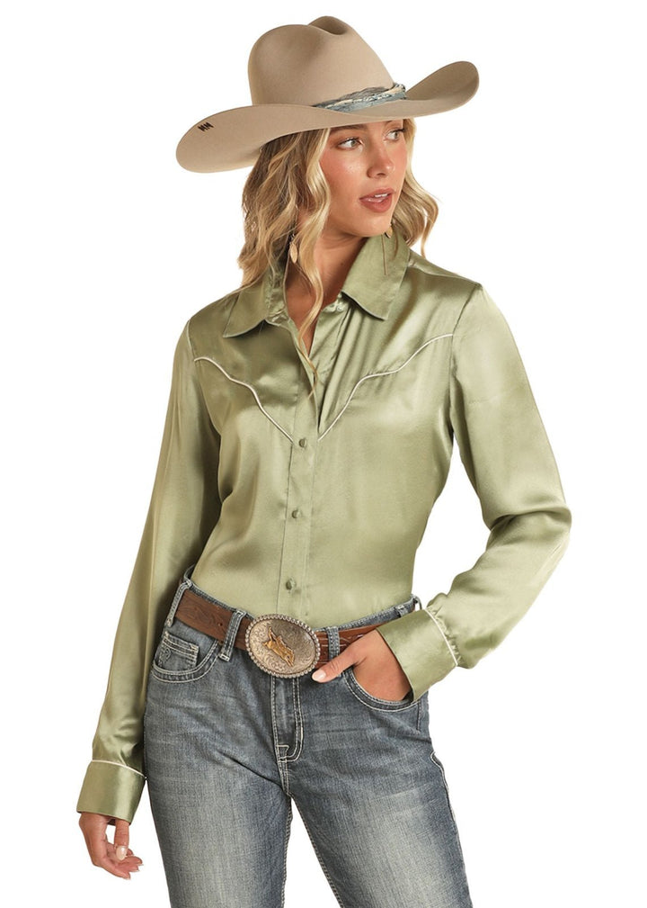 Satin Western Yoke Shirt from Rock &amp; Roll Cowgirl - High Call Outfitters
