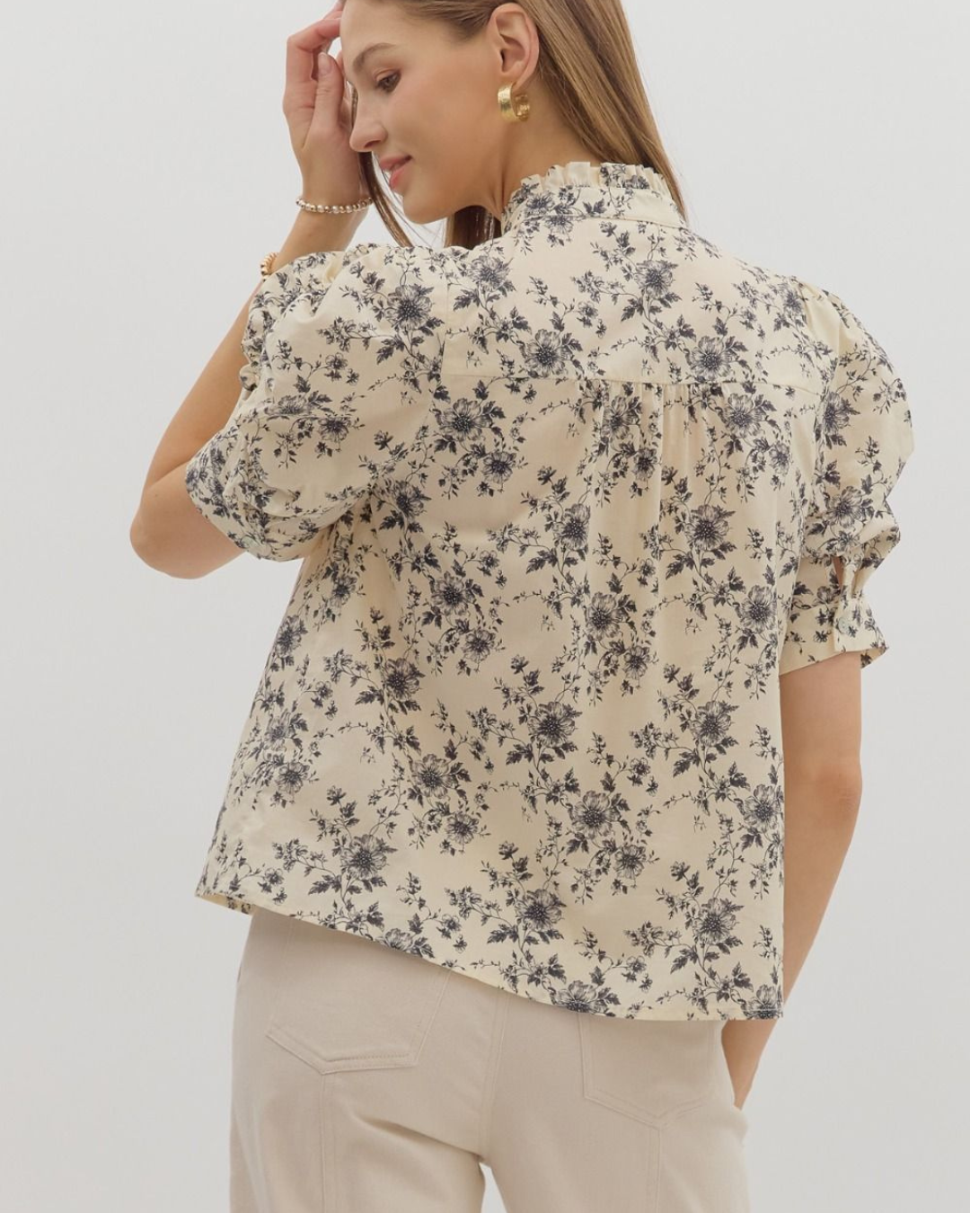 Floral Print Puff Sleeve Top