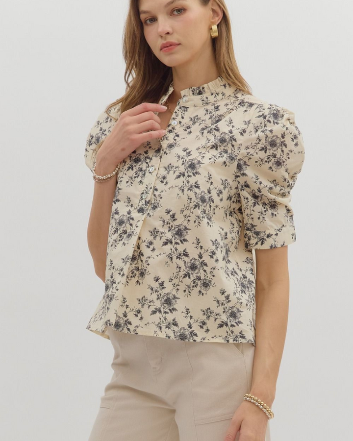 Floral Print Puff Sleeve Top
