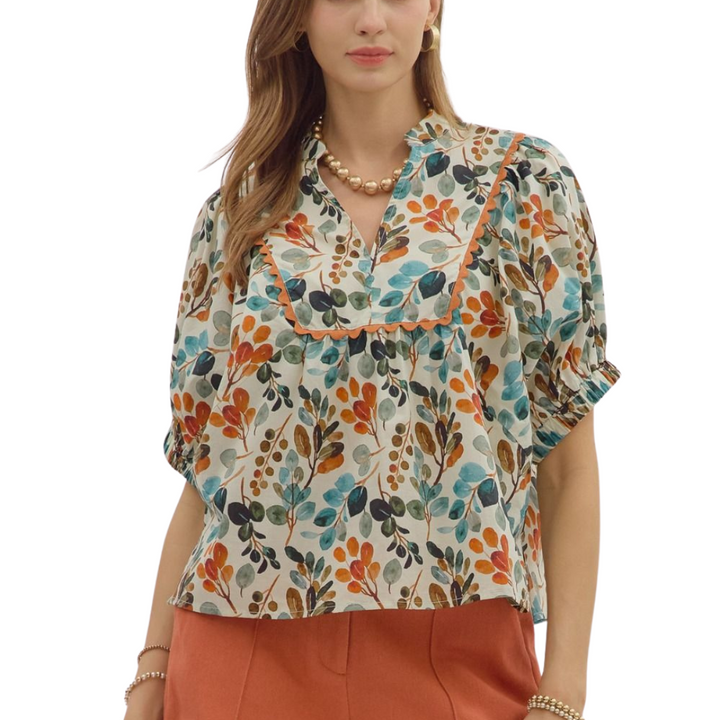 Botanical Print Top - High Call Outfitters