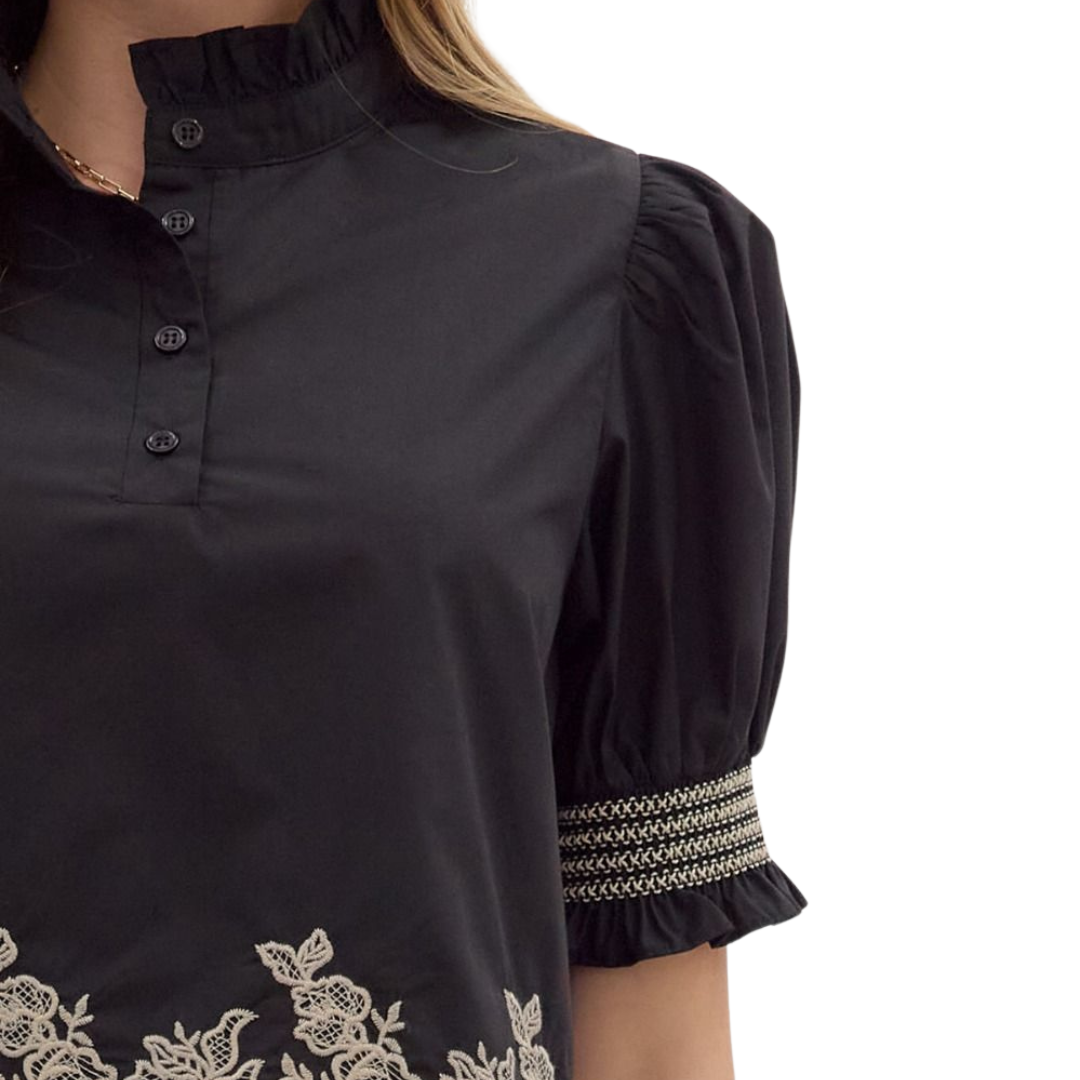 Embroidered Trim Top