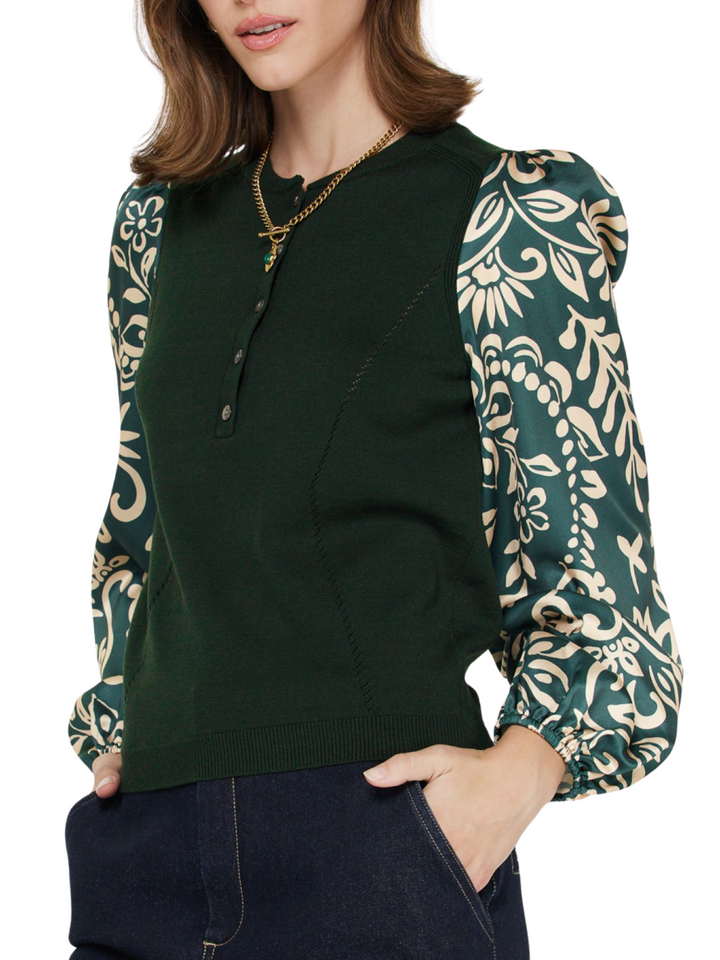 Sweater Knit with Printed Sleeve