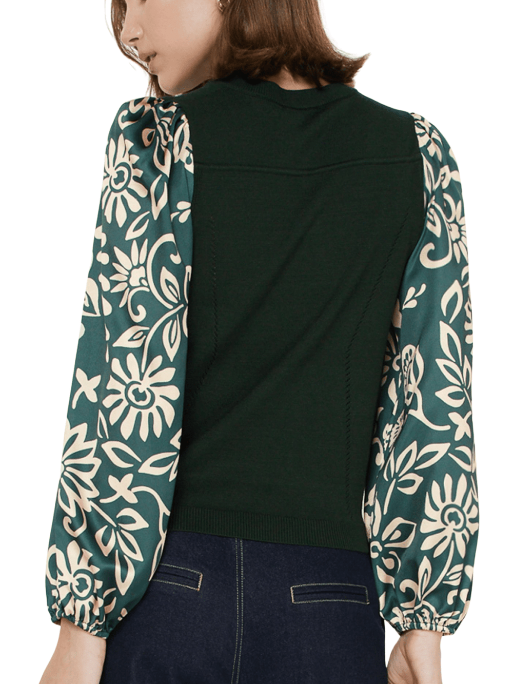 Sweater Knit with Printed Sleeve - High Call Outfitters