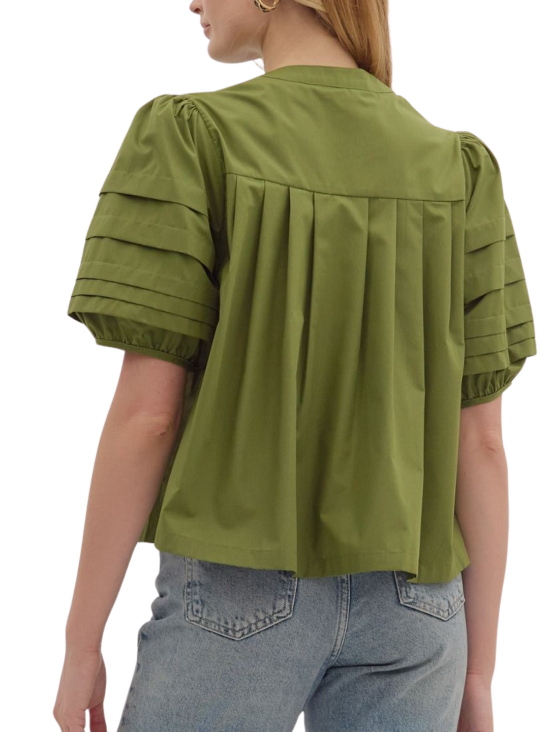Pintuck Button Front Top