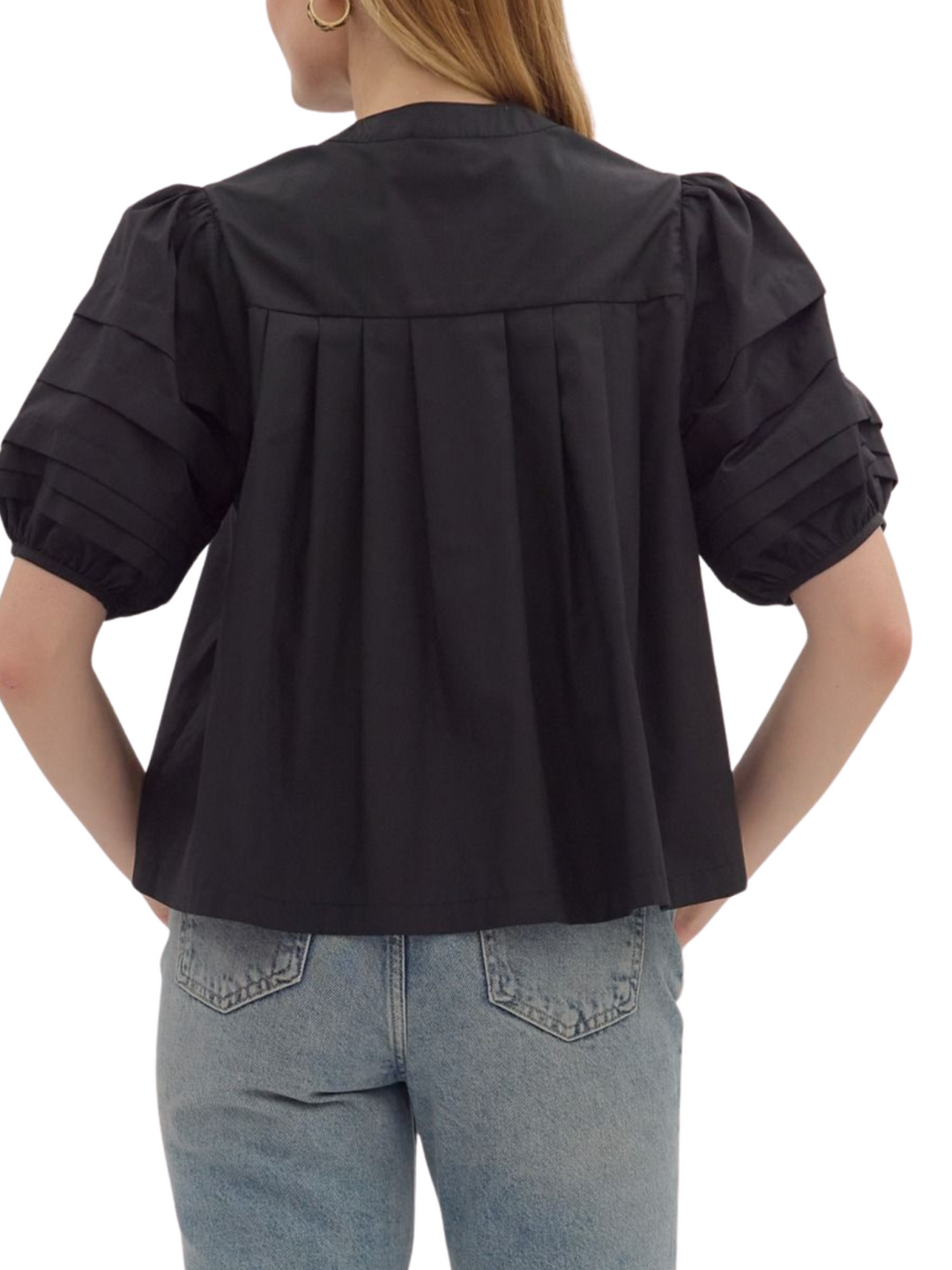 Pintuck Button Front Top