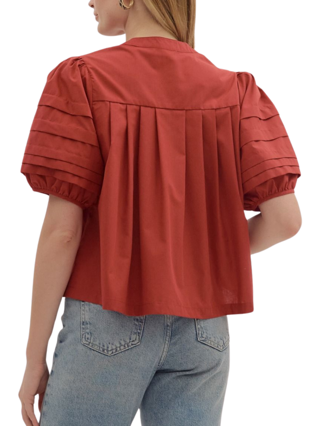 Pintuck Button Front Top