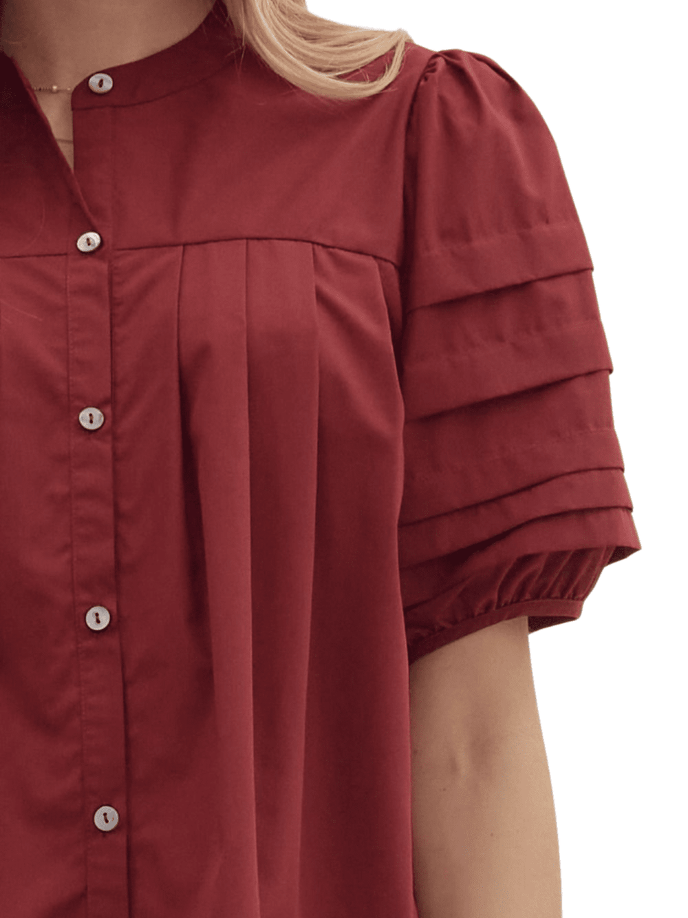 Pintuck Button Front Top - High Call Outfitters