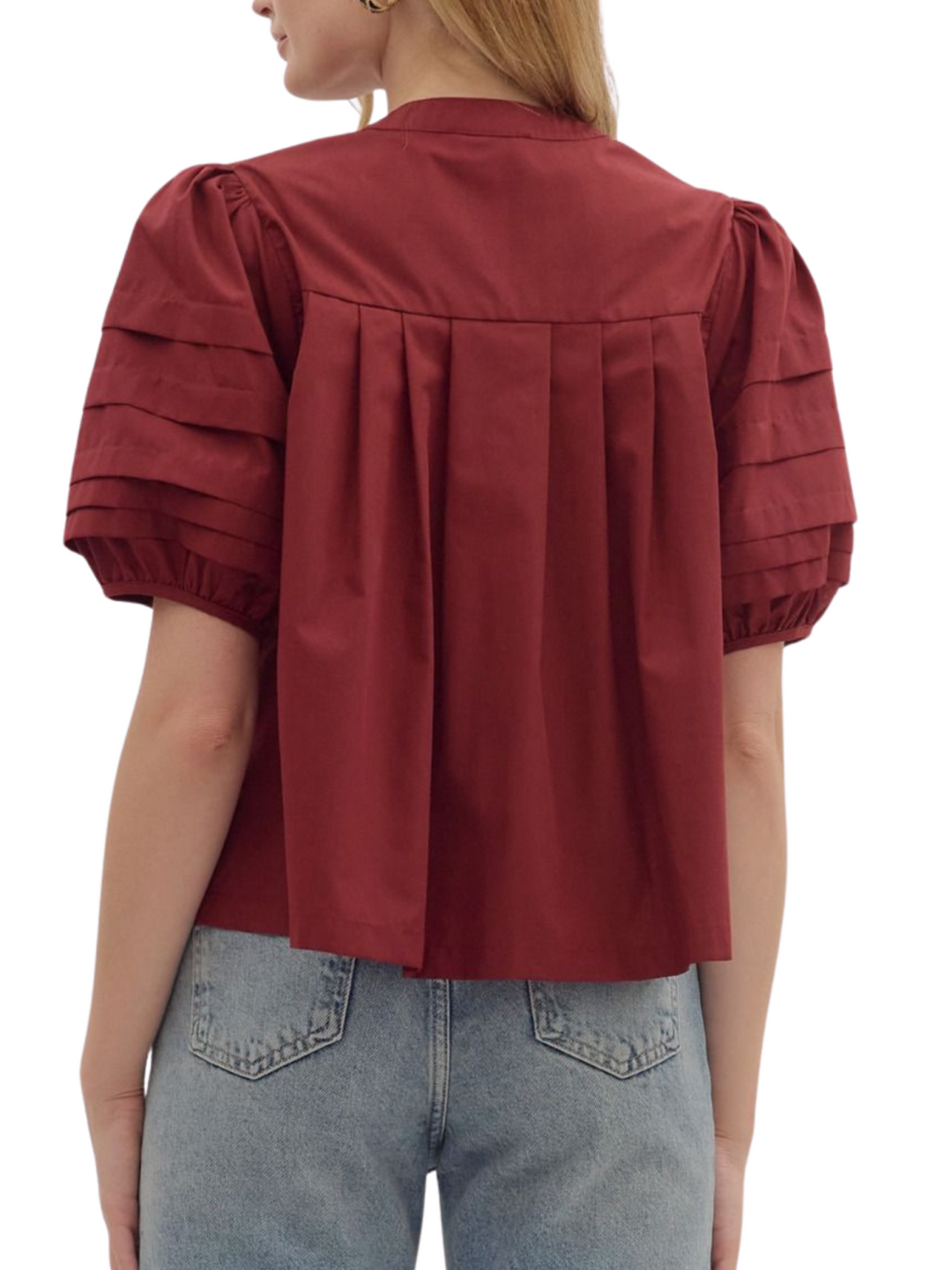 Pintuck Button Front Top
