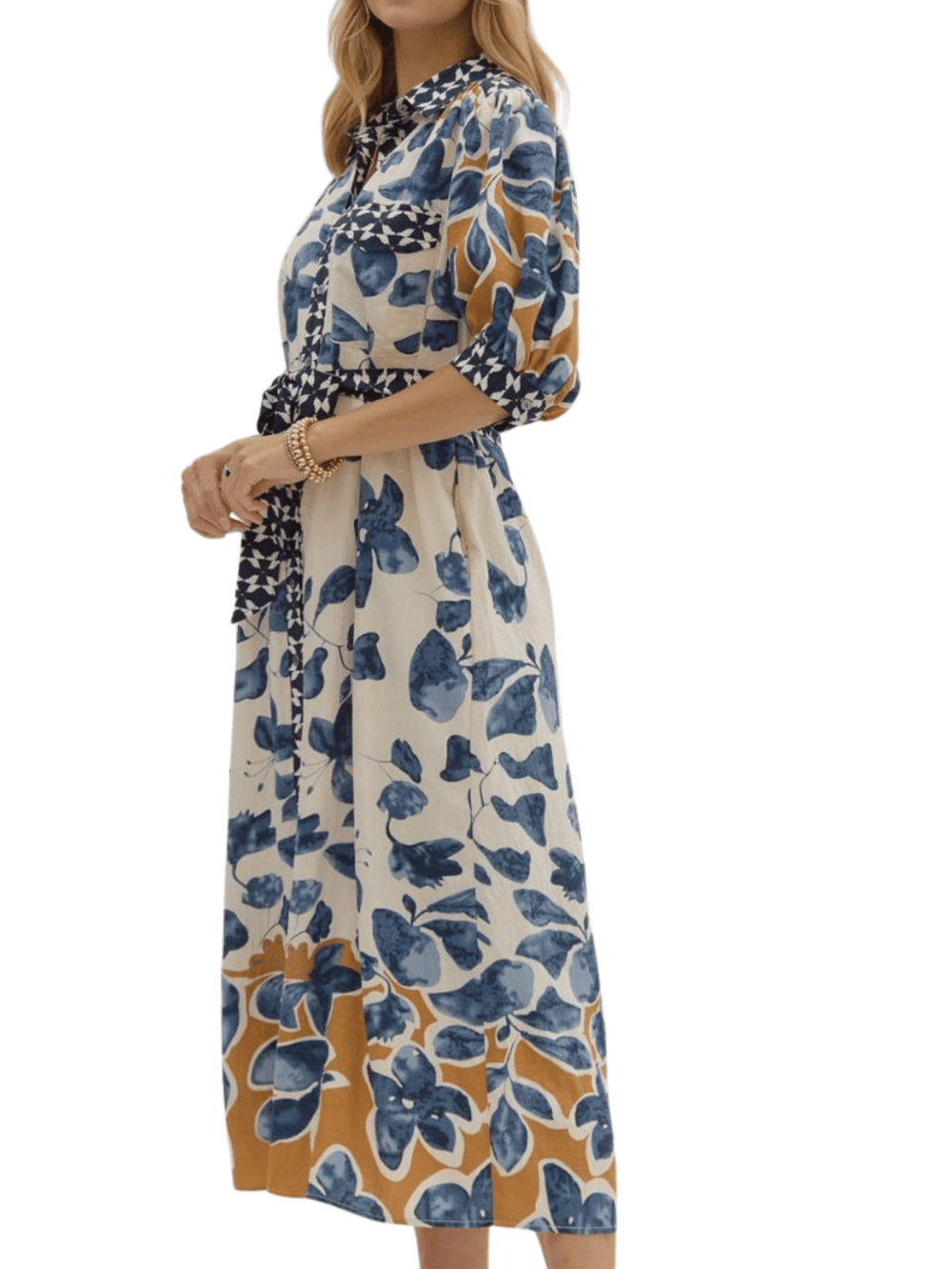 Contrast Watercolor Print Dress - High Call Outfitters