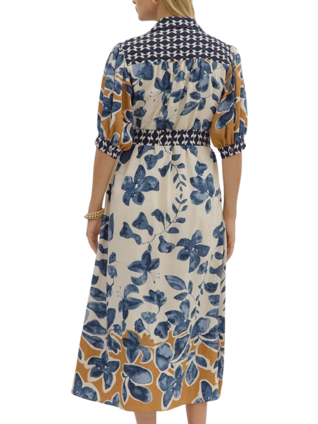 Contrast Watercolor Print Dress