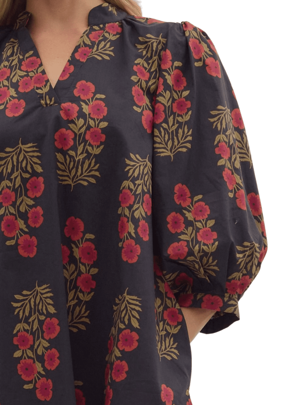 Floral V Neck Dress - High Call Outfitters