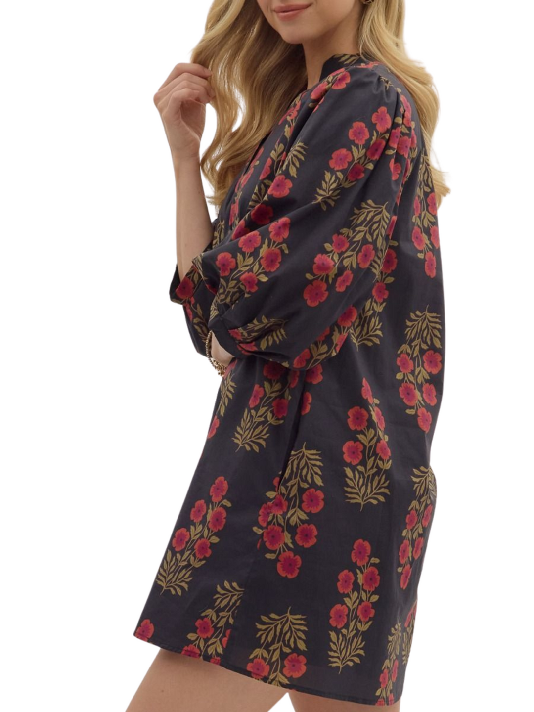 Floral V Neck Dress
