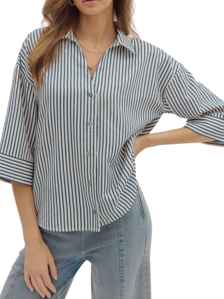Wide Cuff Stripe Shirt