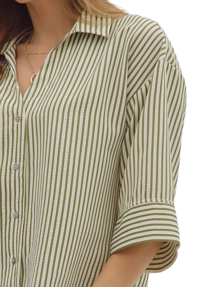 Wide Cuff Stripe Shirt