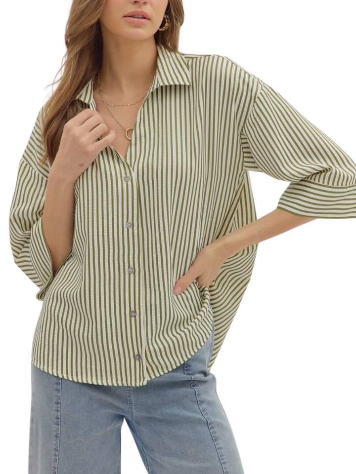 Wide Cuff Stripe Shirt