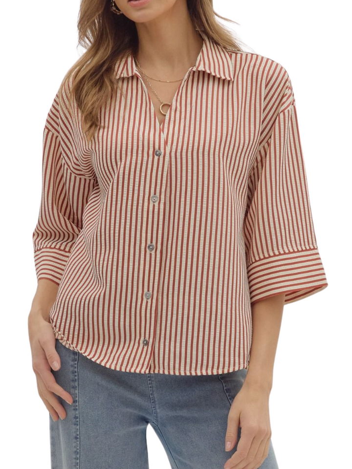 Wide Cuff Stripe Shirt