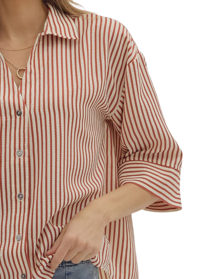 Wide Cuff Stripe Shirt