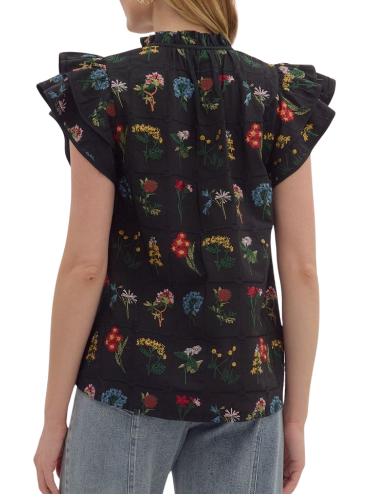 Ruffle Sleeve Botanical Top