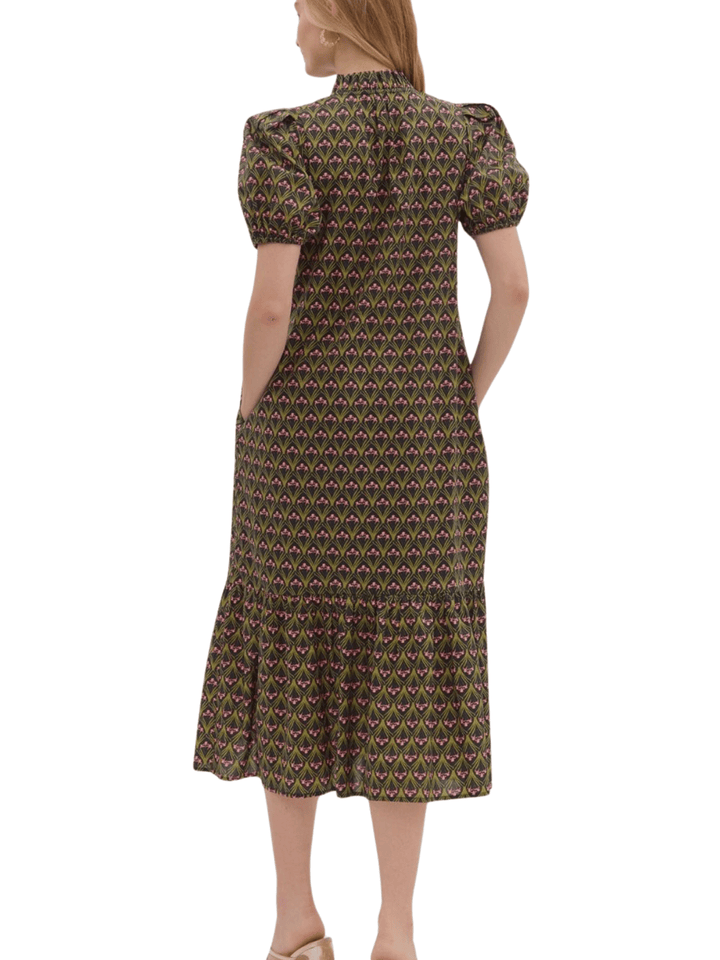 Floral Print Puff Sleeve Dress - High Call Outfitters
