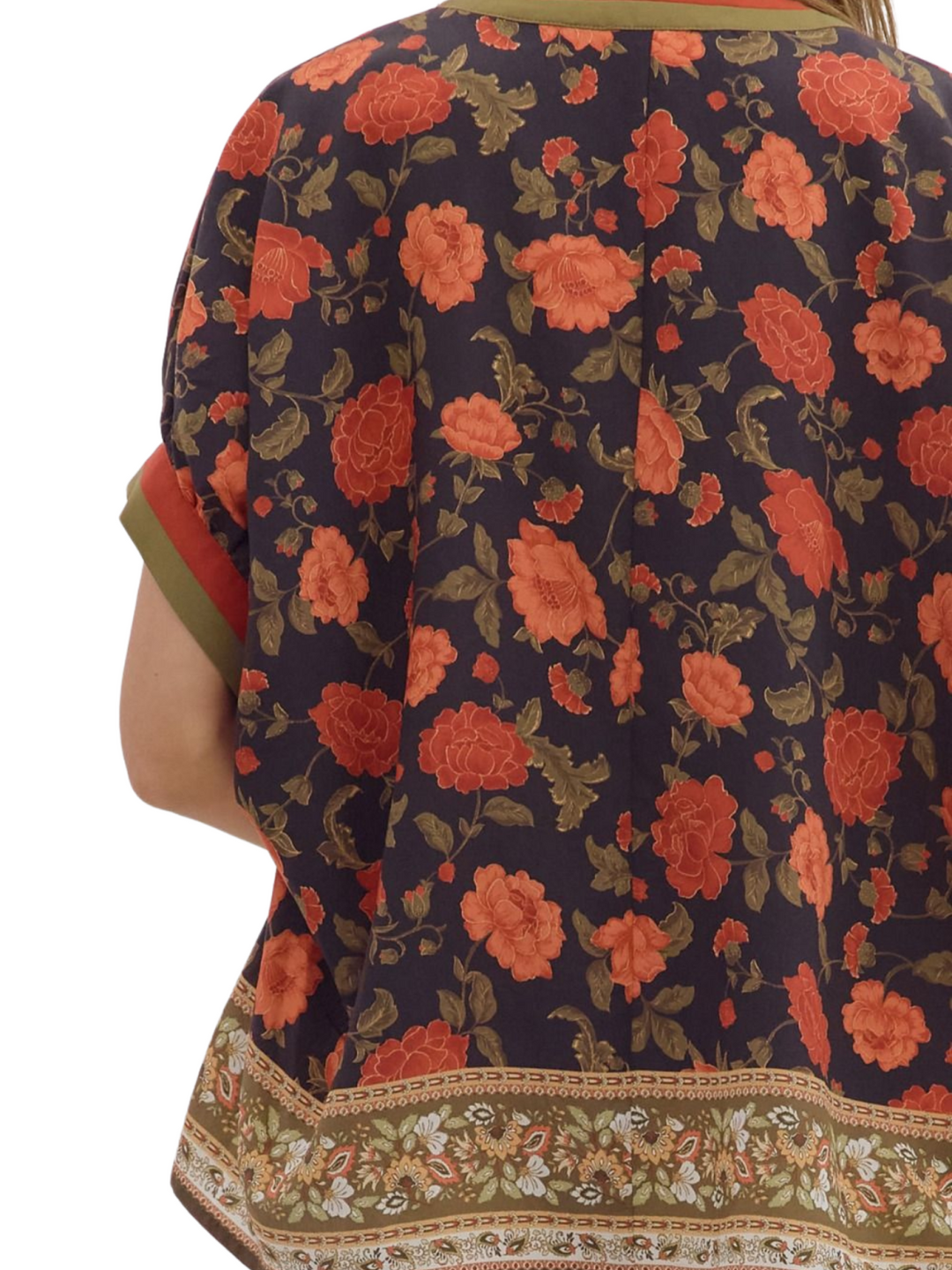 Contrast V Neck Floral Top