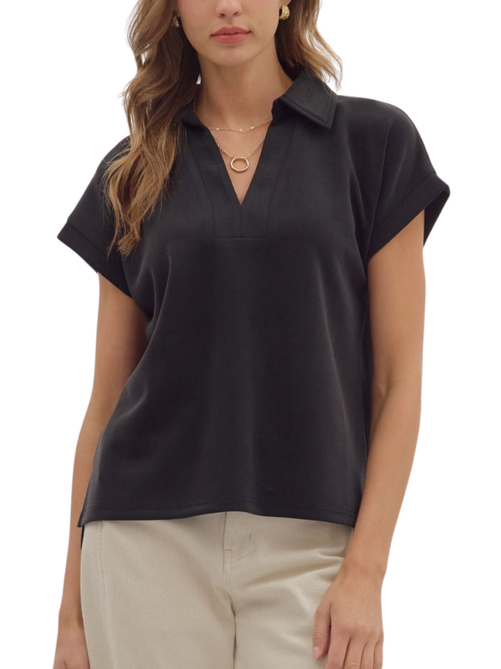 Solid Scuba Collared Top