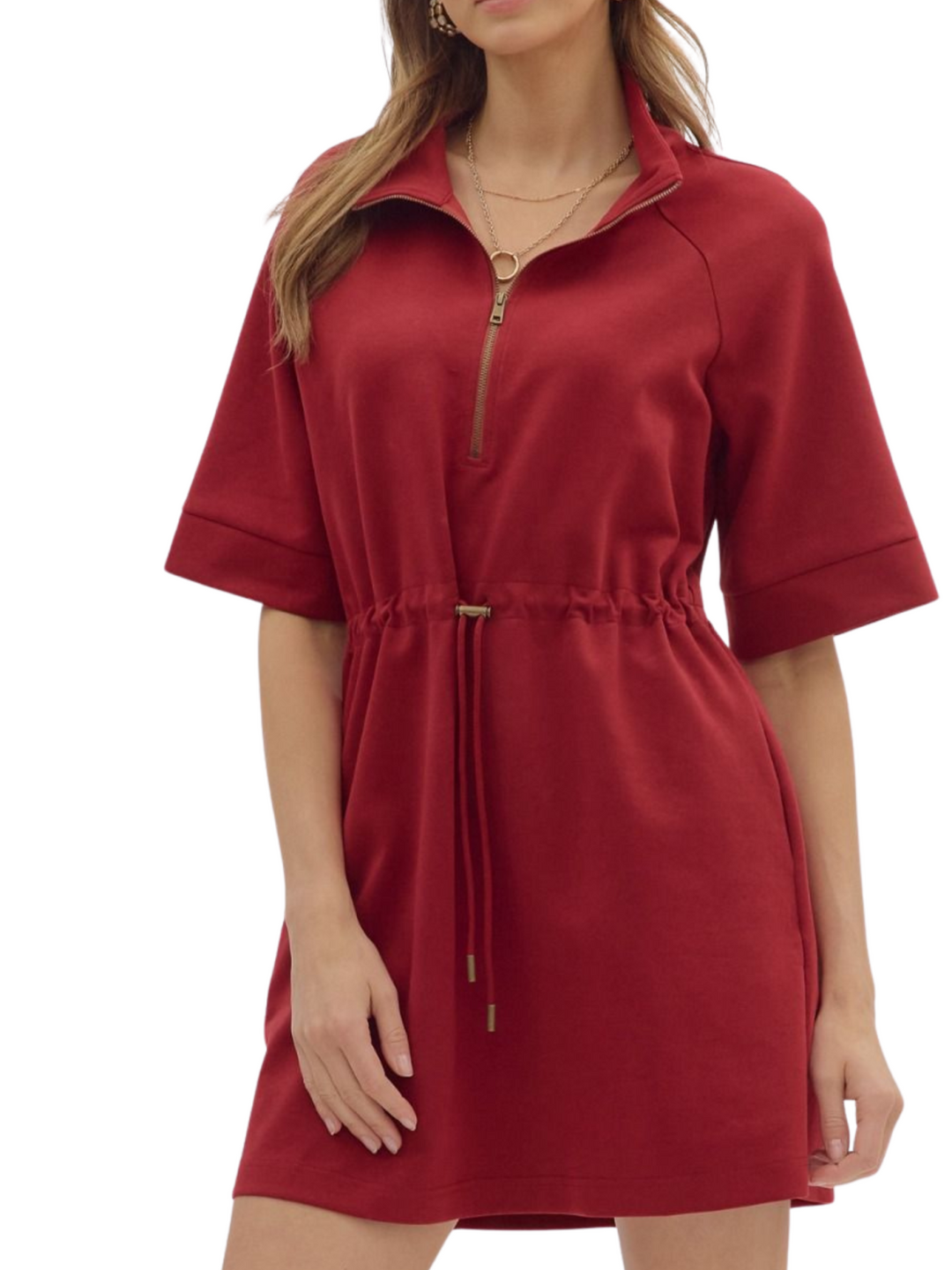 Drawstring Waist Mini Dress