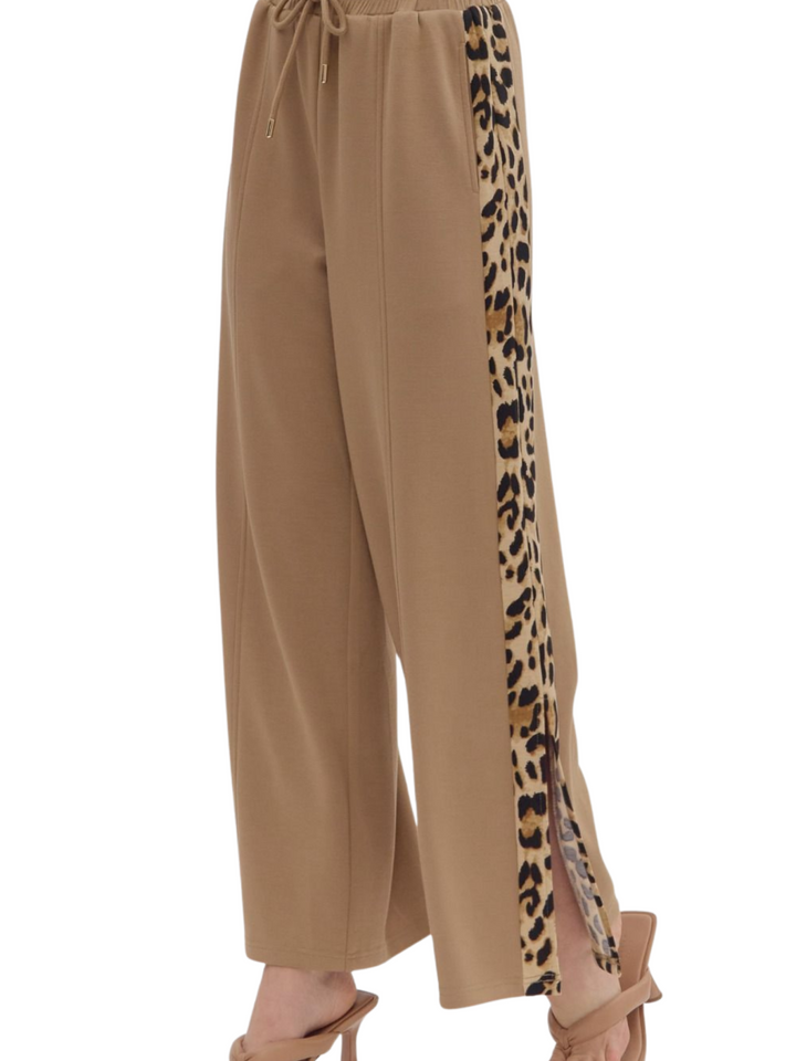 Leopard Trim Pull On Pant