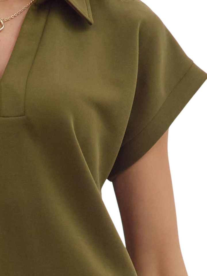 Solid Knit Collared Top