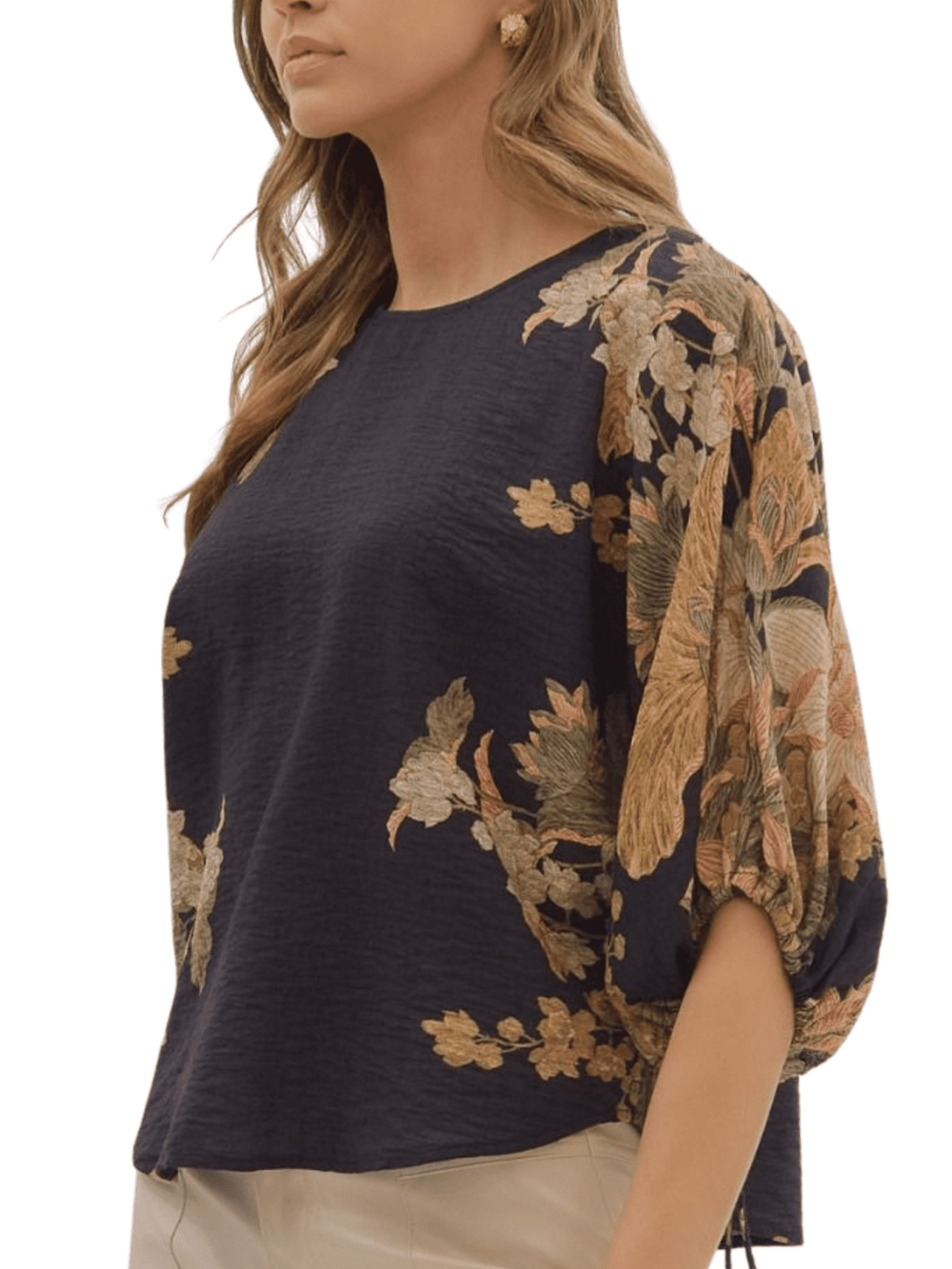 Border Floral Print Top - High Call Outfitters