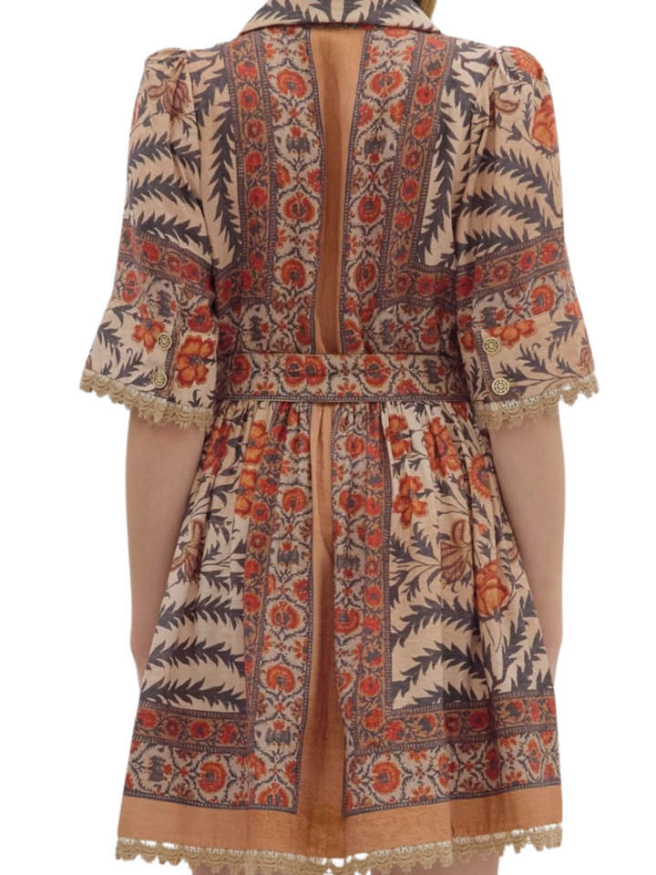 Front Button Botanical Mini Dress